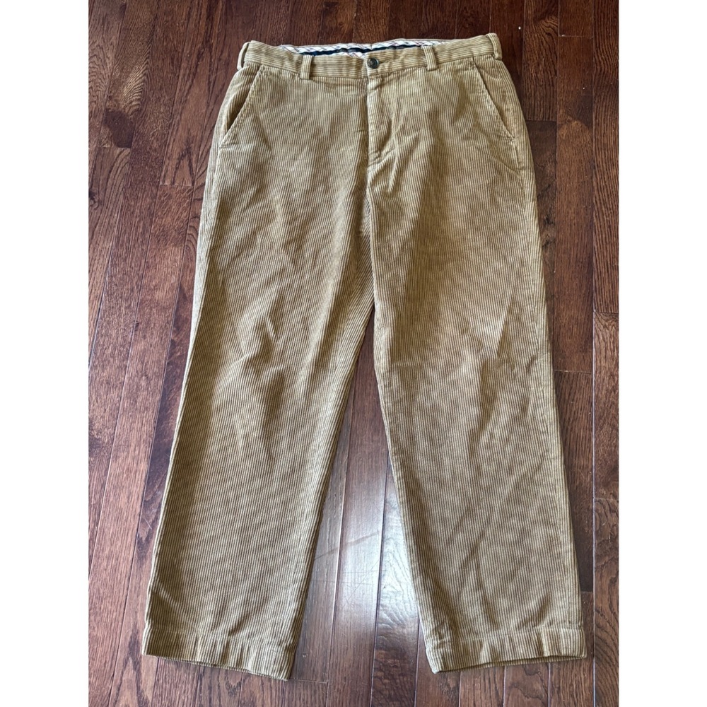Brooks Brothers Clark Tan Corduroy Pants Mens 34x28 Khaki Wide Wale Trousers
